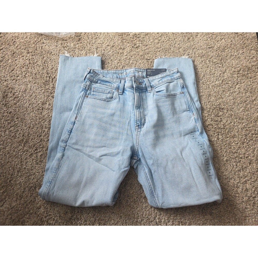 American Eagle Super High-Rise Stretch Mom Jean Light Blue Women Size 4  Regular